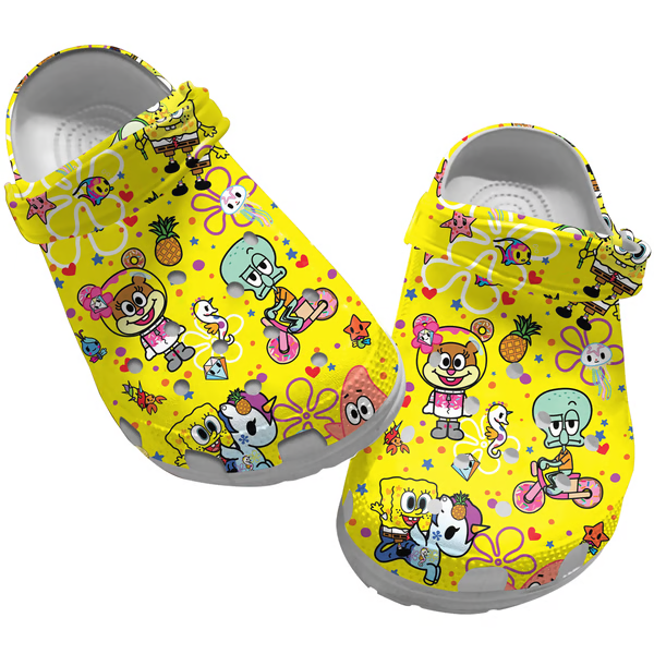 Spongebob Squarepants Cartoon Crocs Crocband Clogs Shoes Comfortable For Men Women and Kids