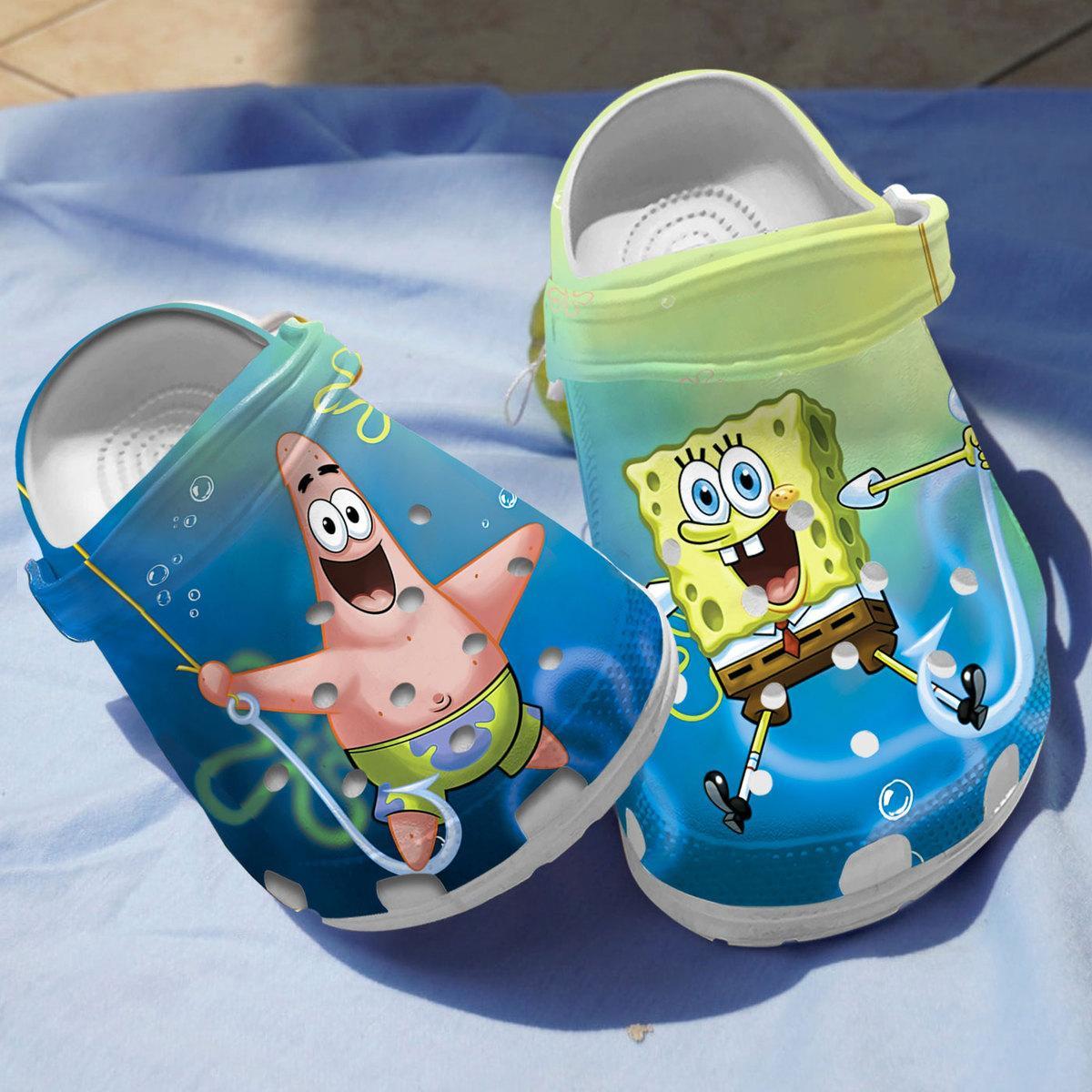 Spongebob Squarepants Cartoon Crocs Crocband Clogs Shoes Comfortable For Men Women and Kids