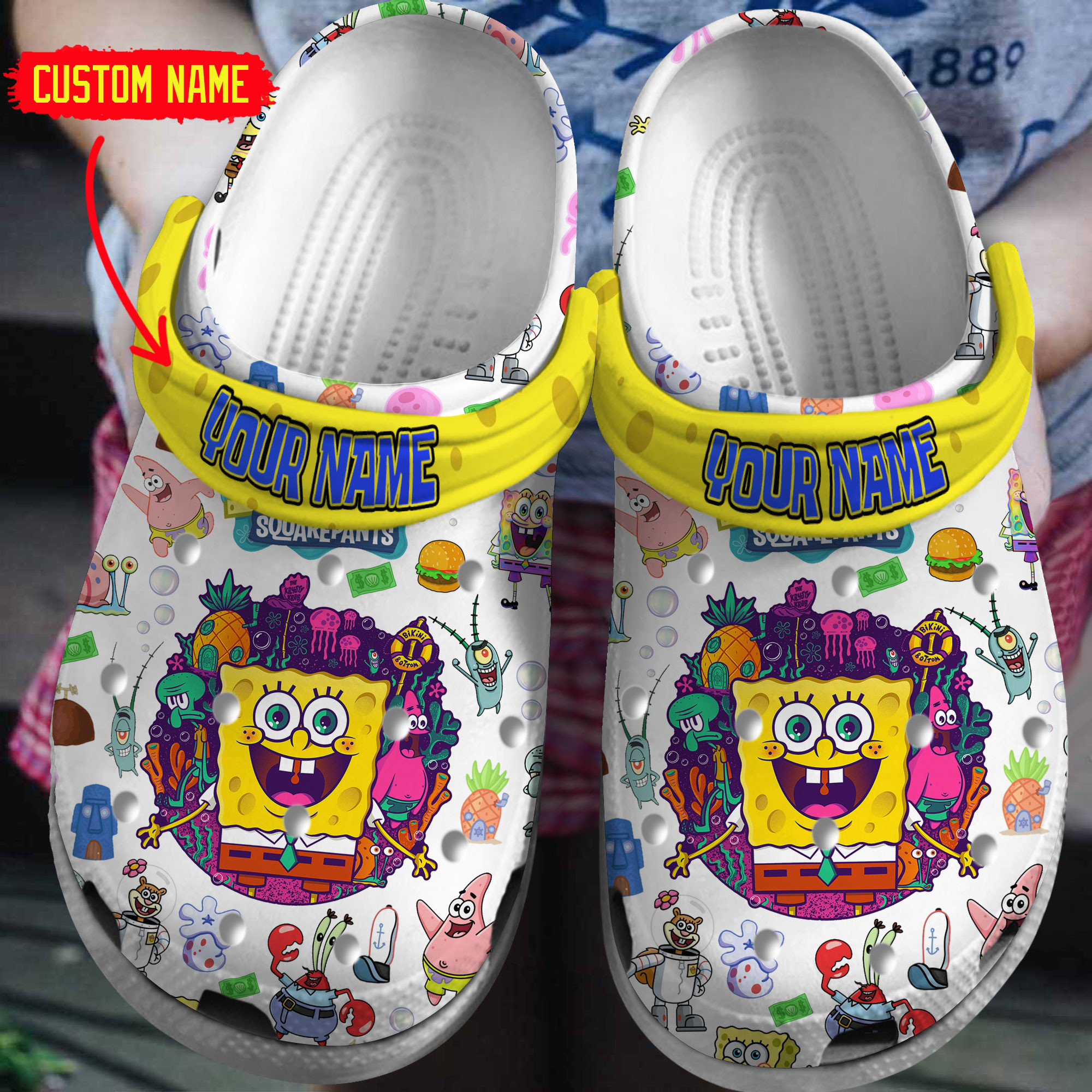 SpongeBob SquarePants Cartoon Crocs Crocband Clogs Shoes Comfortable For Men Women and Kids