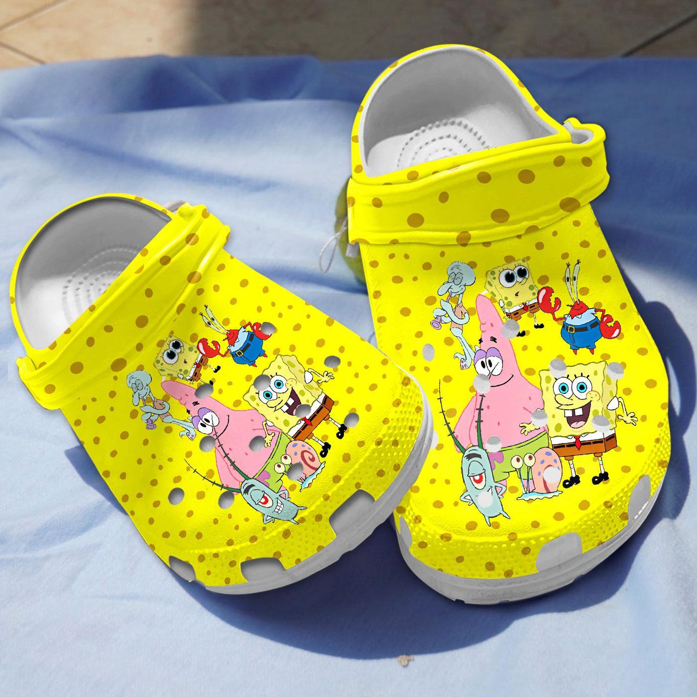 Spongebob Squarepants Cartoon Crocs Crocband Clogs Shoes Comfortable For Men Women and Kids