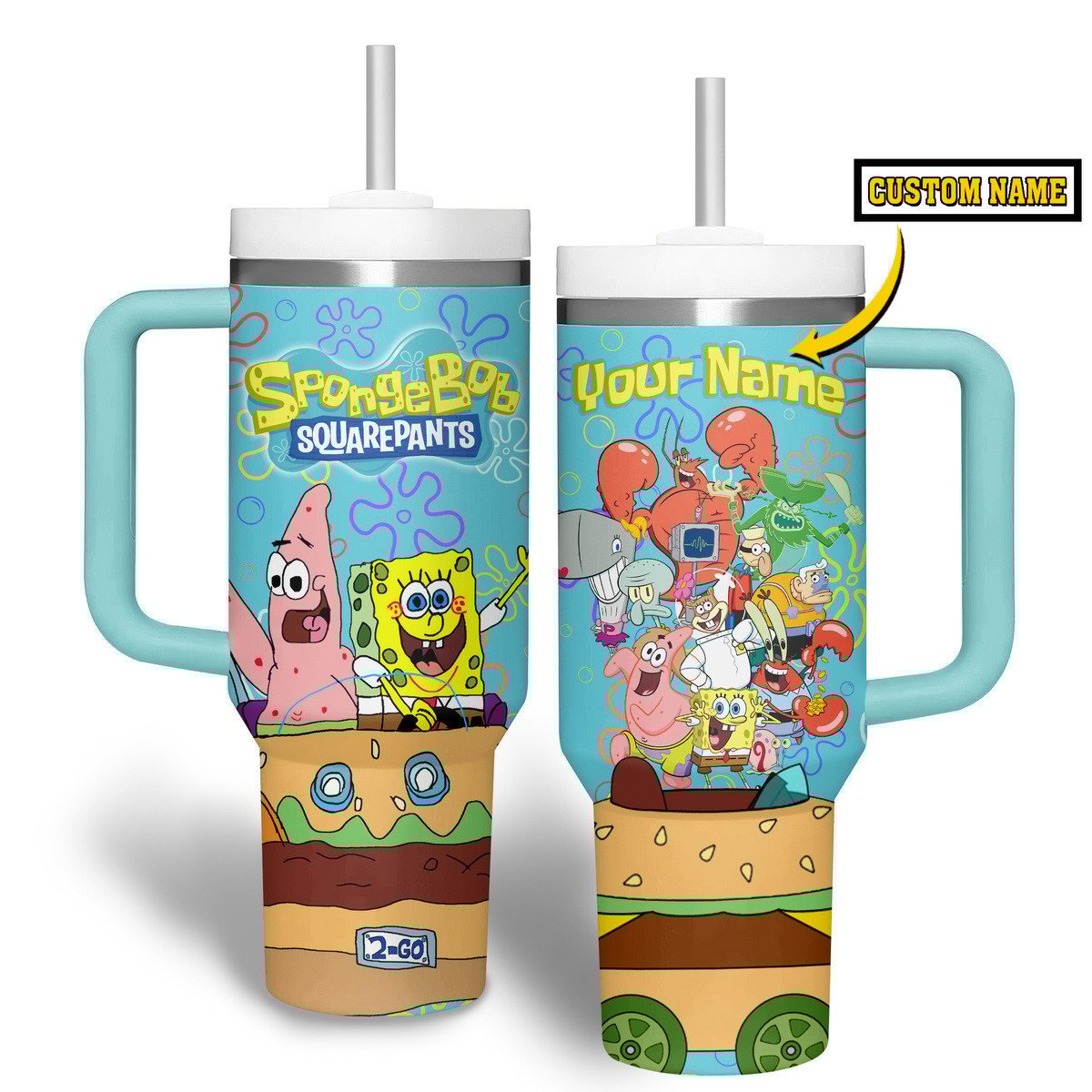 SpongeBob SquarePants Cartoon Custom Stanley Cup 40 oz 30 oz Tumbler With HandleTVC2301183