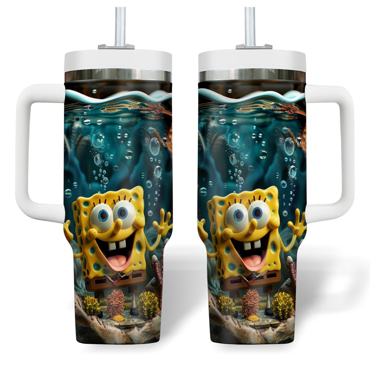 SpongeBob SquarePants Cartoon Custom Stanley Cup 40 oz 30 oz Tumbler With HandleTVC2301329