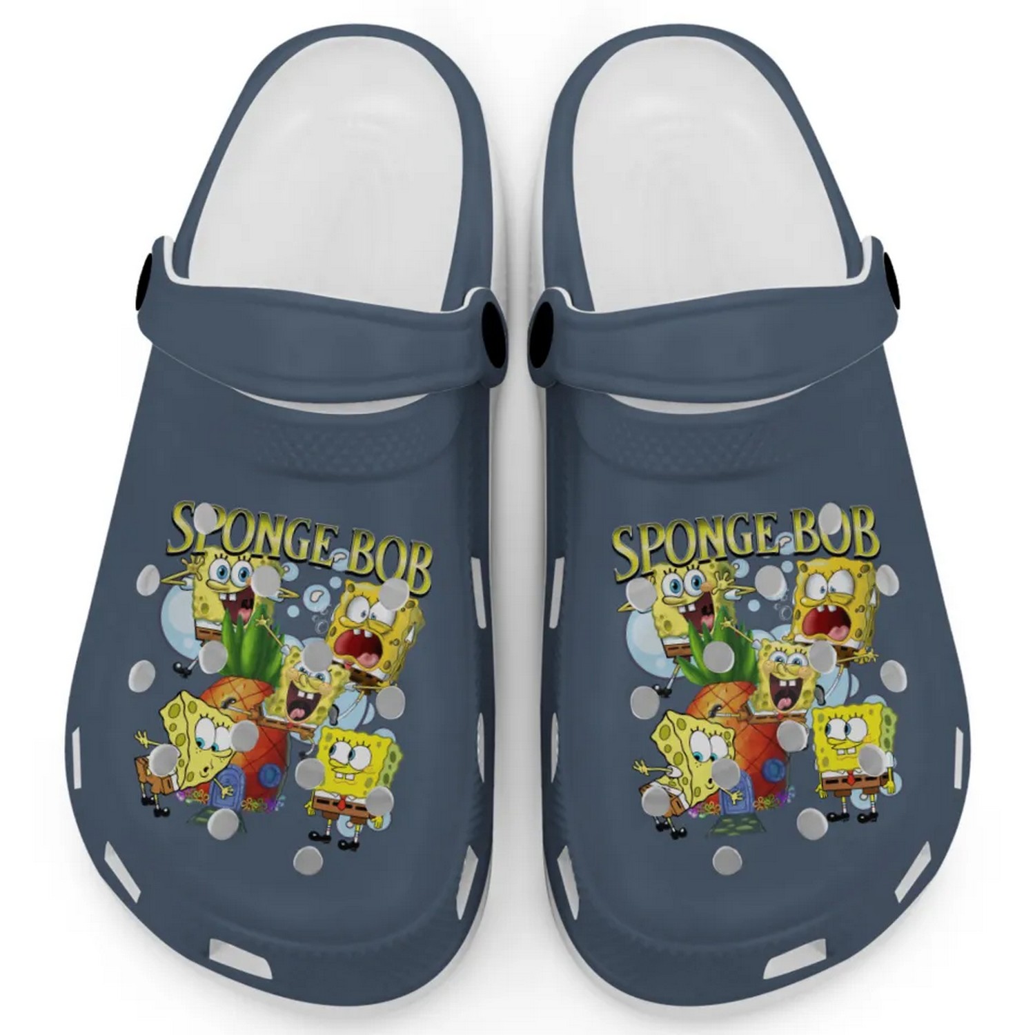 Spongebob Squarepants Cartoon Denim Crocs Crocband Clogs Shoes Comfortable For Men Women and Kids