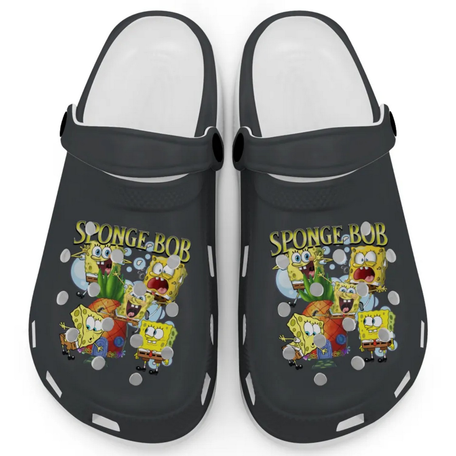 Spongebob Squarepants Cartoon Graphite Crocs Crocband Clogs Shoes Comfortable For Men Women and Kids