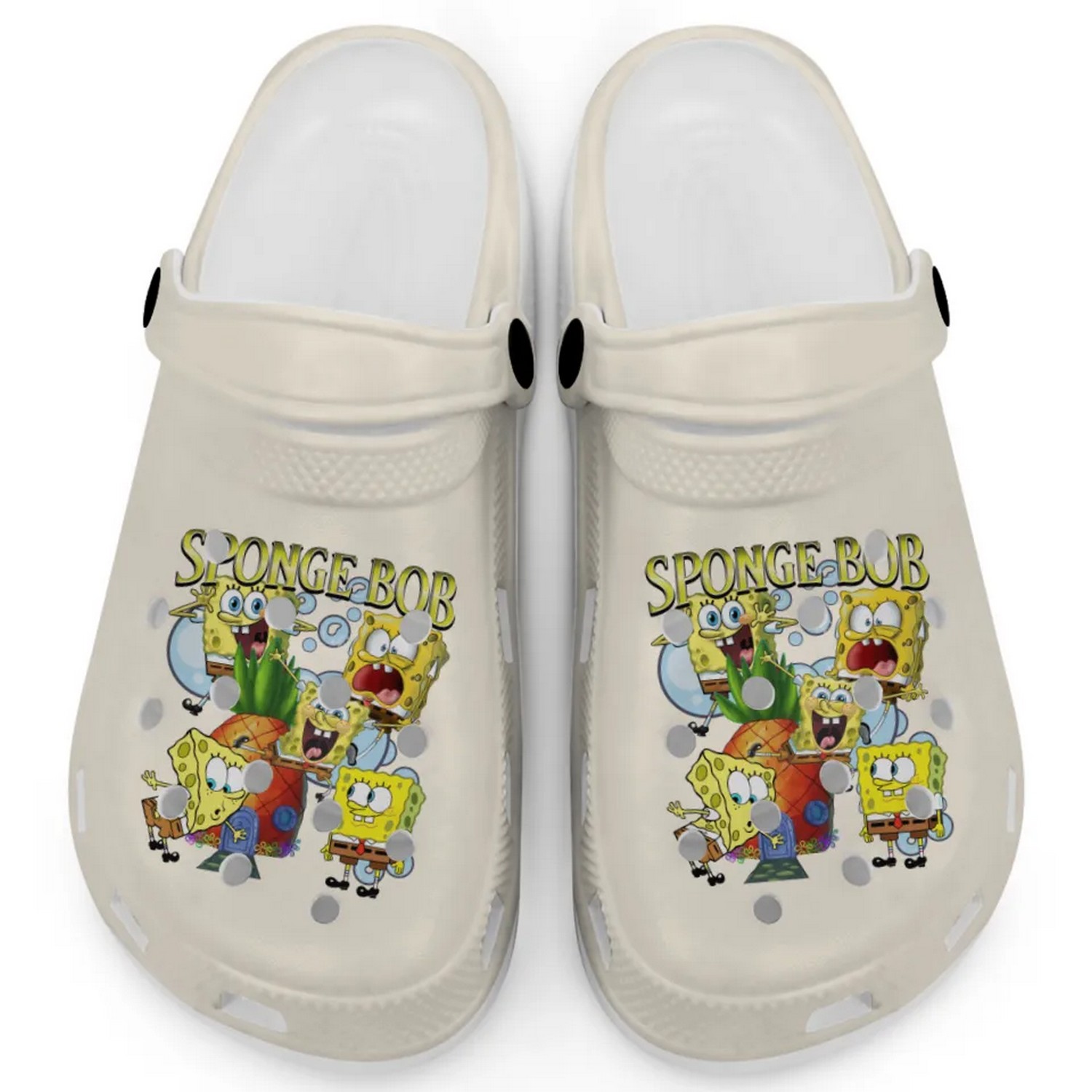 Spongebob Squarepants Cartoon Ivory Crocs Crocband Clogs Shoes Comfortable For Men Women and Kids