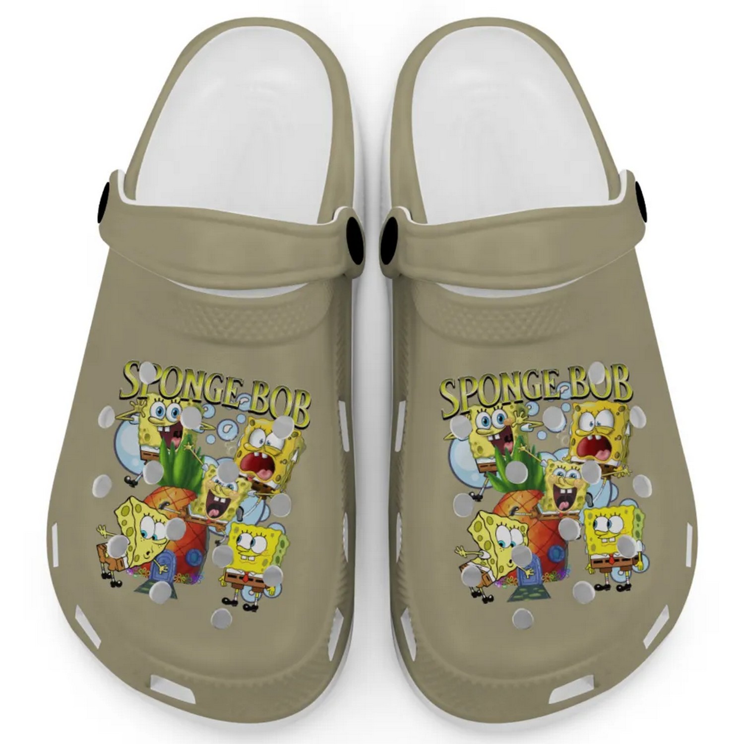 Spongebob Squarepants Cartoon Kaki Crocs Crocband Clogs Shoes Comfortable For Men Women and Kids