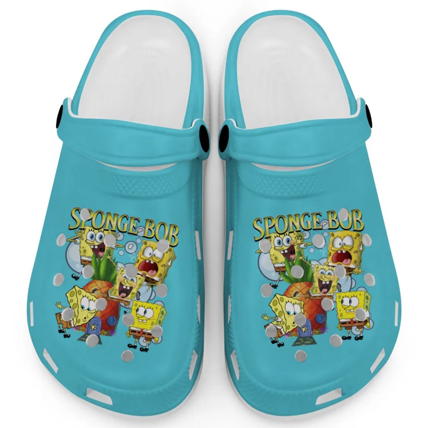 Spongebob Squarepants Cartoon Lagoon Blue Crocs Crocband Clogs Shoes Comfortable For Men Women and Kids