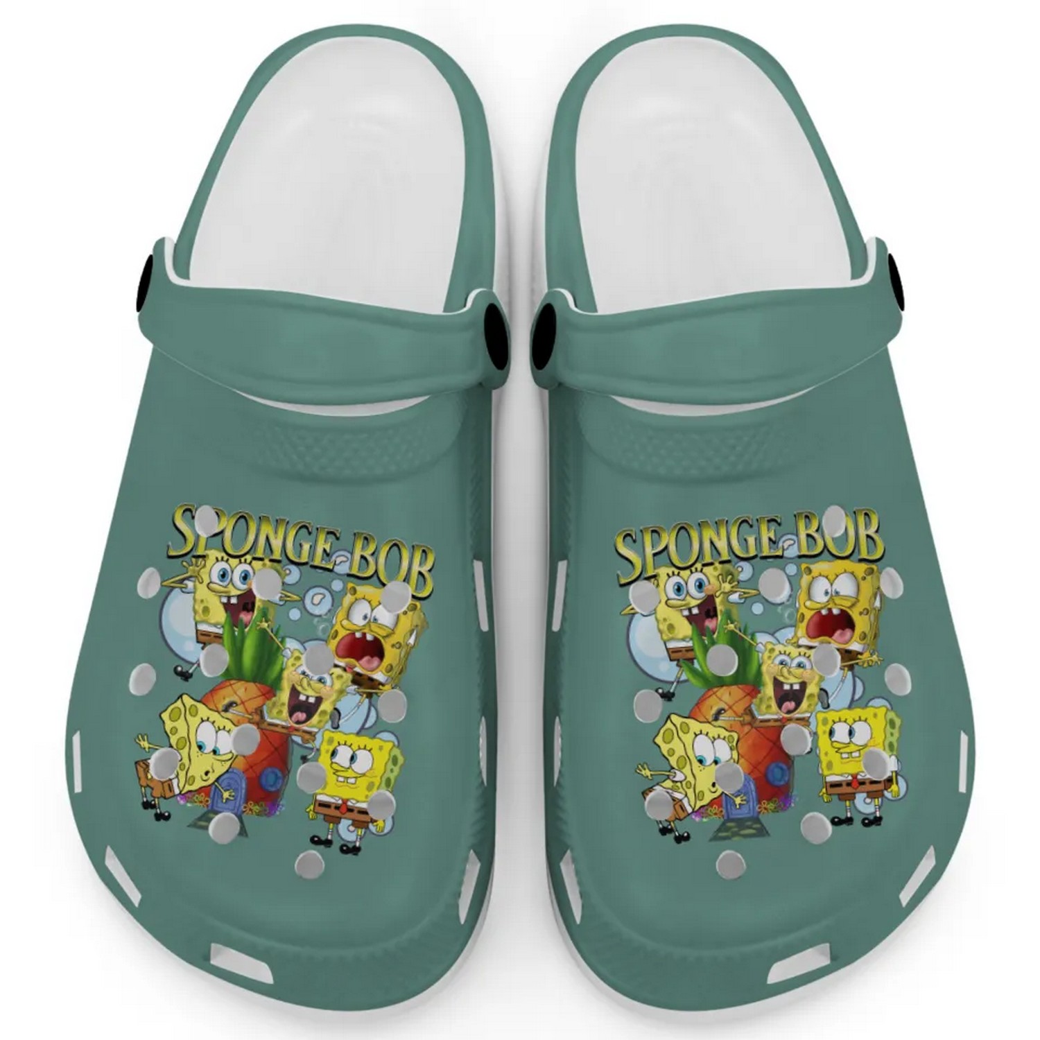 Spongebob Squarepants Cartoon Light Green Crocs Crocband Clogs Shoes Comfortable For Men Women and Kids