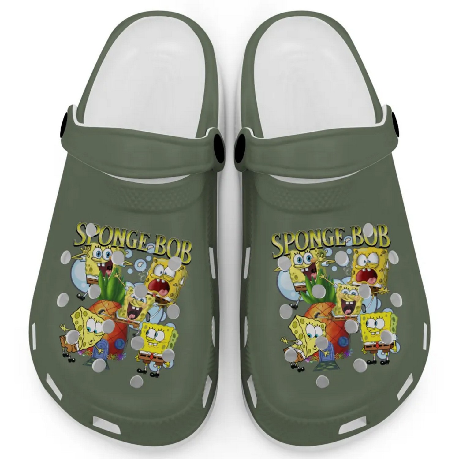 Spongebob Squarepants Cartoon Moss Crocs Crocband Clogs Shoes Comfortable For Men Women and Kids