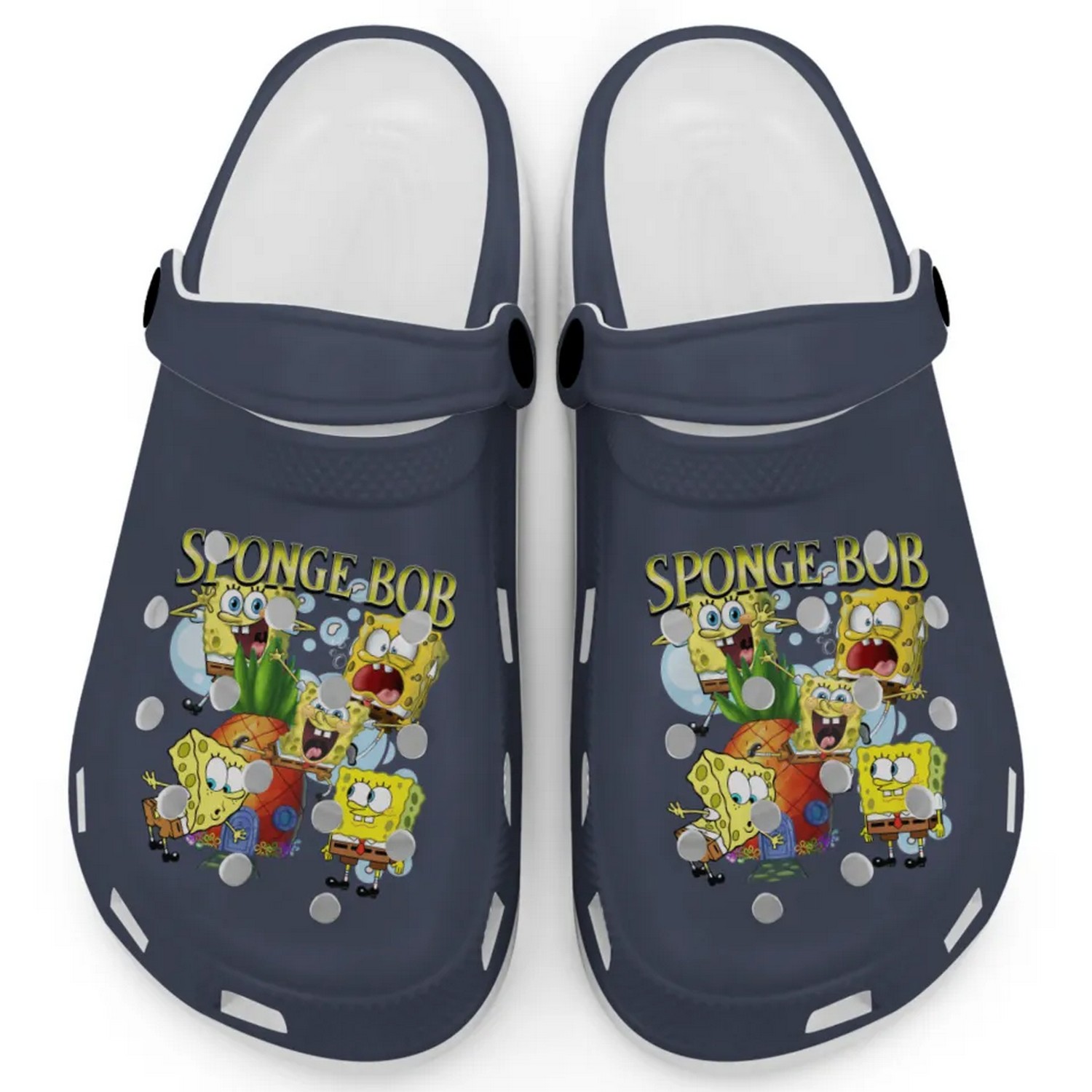Spongebob Squarepants Cartoon Navy Crocs Crocband Clogs Shoes Comfortable For Men Women and Kids