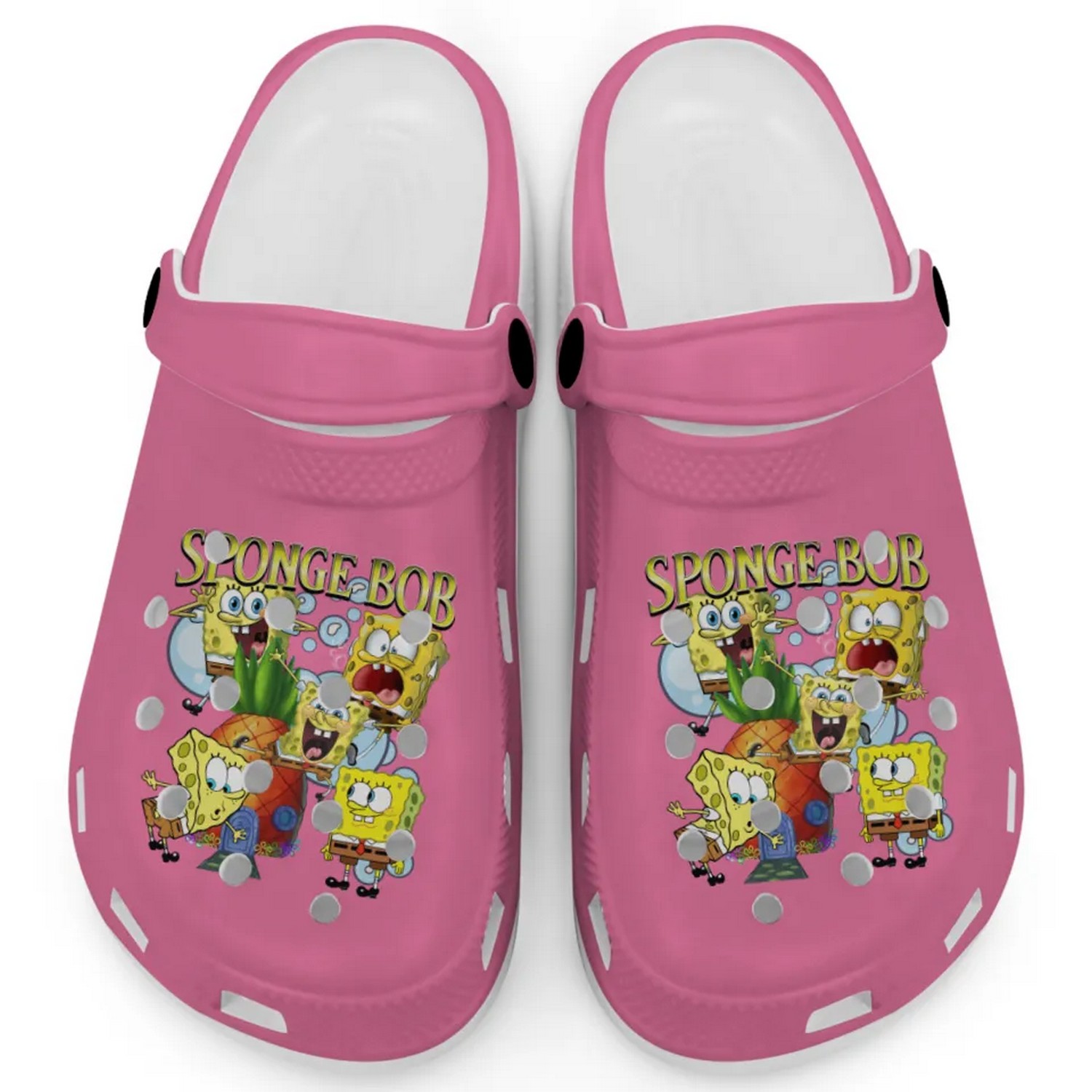 Spongebob Squarepants Cartoon Orchid Peony Crocs Crocband Clogs Shoes Comfortable For Men Women and Kids
