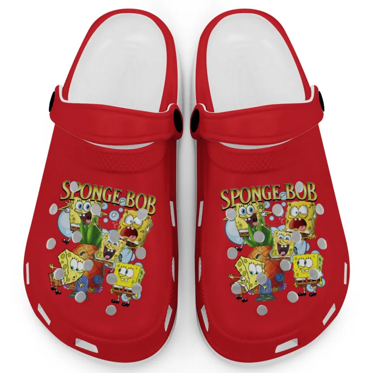 Spongebob Squarepants Cartoon Red Crocs Crocband Clogs Shoes Comfortable For Men Women and Kids