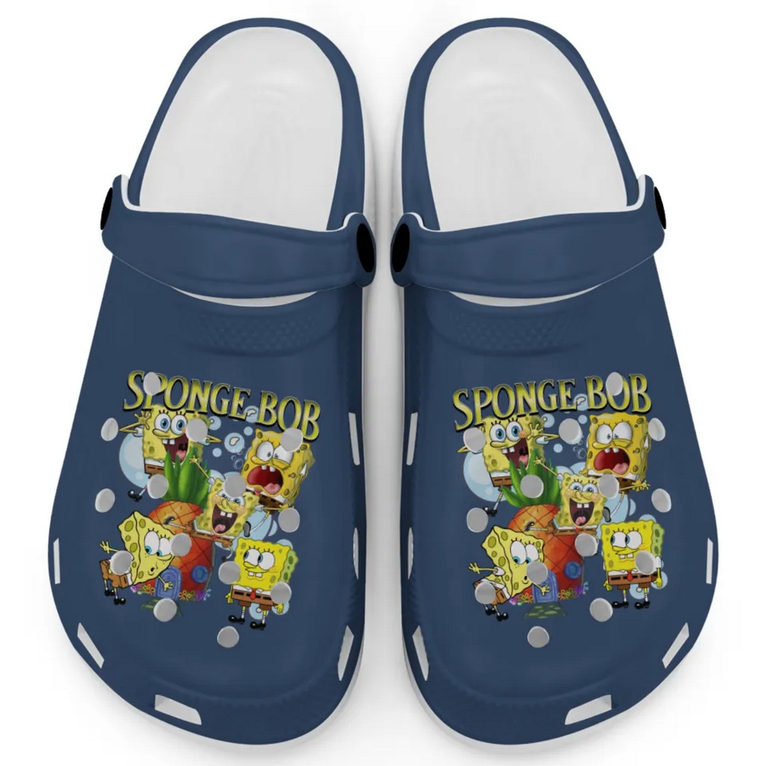 Spongebob Squarepants Cartoon True Navy Crocs Crocband Clogs Shoes Comfortable For Men Women and Kids