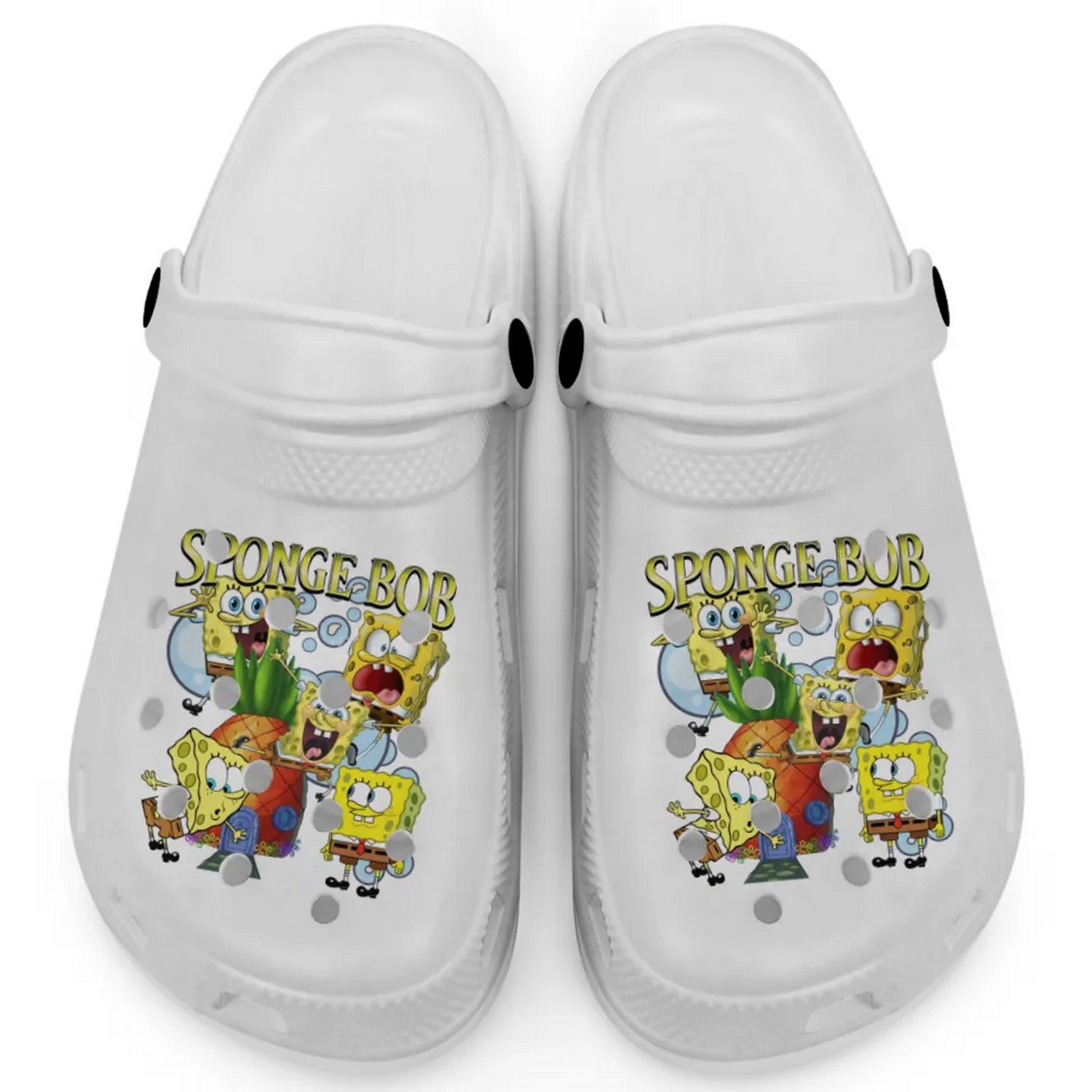 Spongebob Squarepants Cartoon White Crocs Crocband Clogs Shoes Comfortable For Men Women and Kids