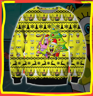 Spongebob Ugly Christmas Sweater Adult 3D Funny Matching for family