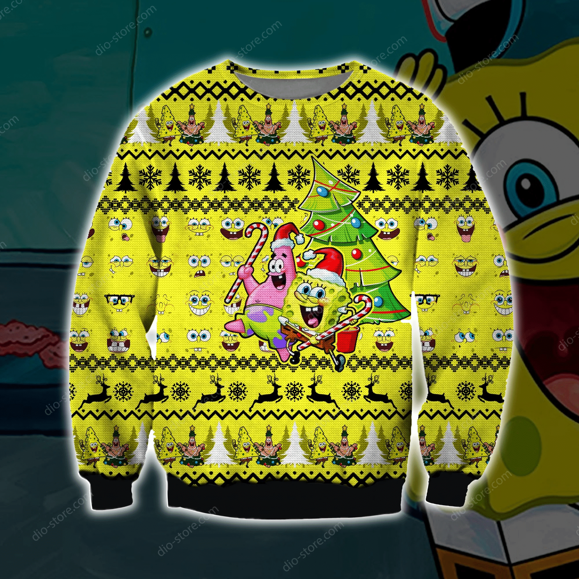 Spongebob Ugly Christmas Sweater Adult 3D Funny Matching for family