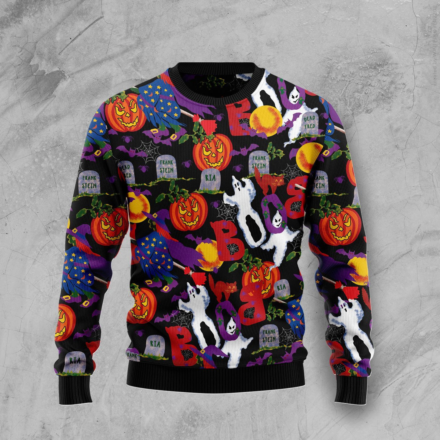 Spooky Boo Halloween Ugly Christmas Sweater Adult 3D Funny Matching for family