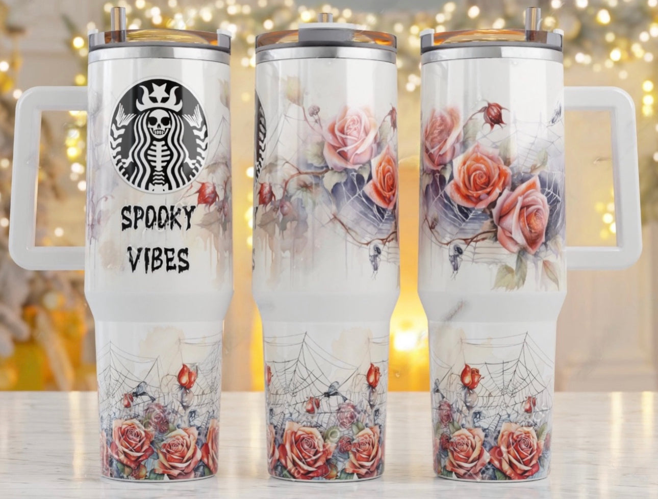 Spooky Vibes Flower Custom Stanley Cup 40 oz 30 oz Tumbler With HandleTVC2301752