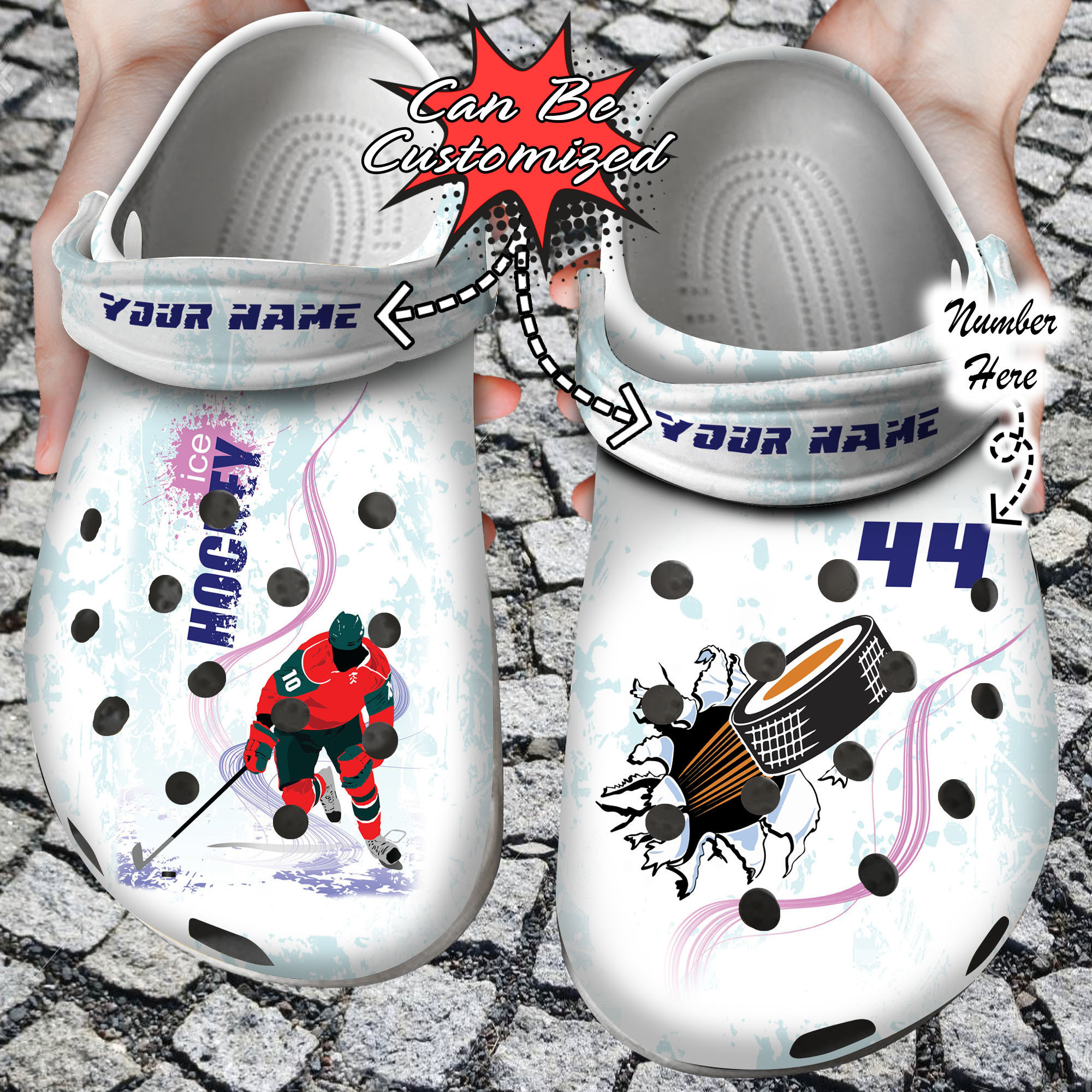 Sport Personalized Hockey Ice Player Clog Shoes
