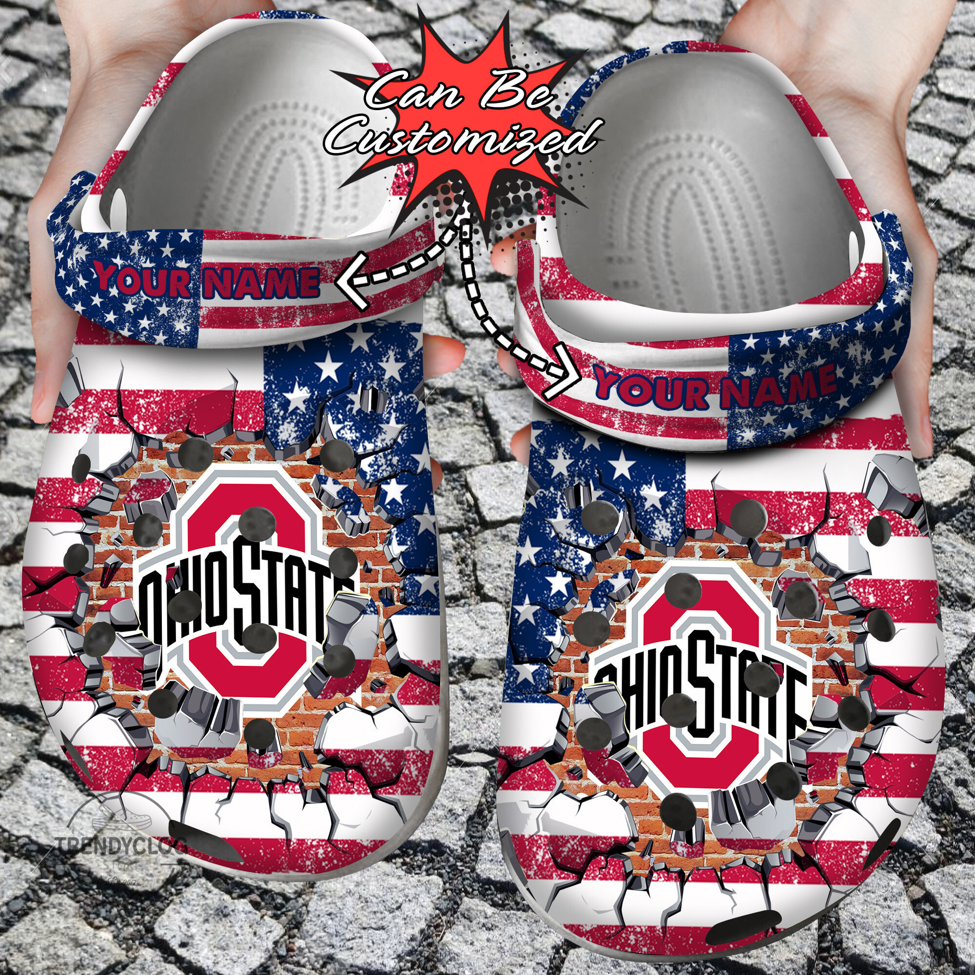 Sport Personalized OBuckeyes University American Flag New Clog Shoes