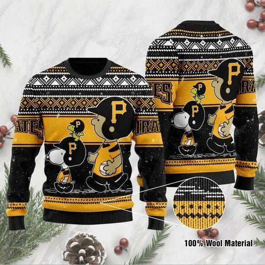 Sports Baseball Team Pittsburgh Pirates With Snoopy And Charlie For Baseball Fans Ugly Christmas Sweater Adult 3D Funny Matching for family