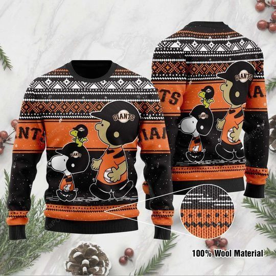 Sports Baseball Team San Francisco Giants With Snoopy And Charlie Brown For Baseball Fans Ugly Christmas Sweater Adult 3D Funny Matching for family