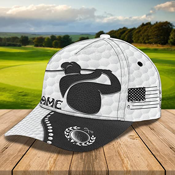 Sporty Golfing Custom Name Hat With Golf Ball and Wedge, Mens WoMen's 3D classic cap Trucker Hats Custom Hats Gifts For Men & Women