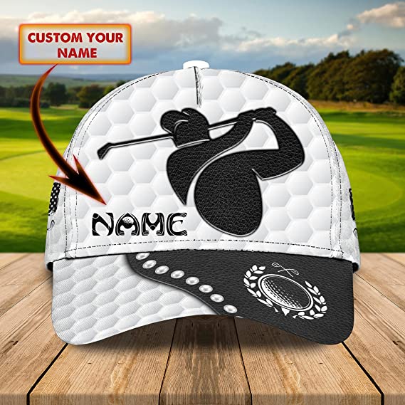 Sporty Golfing Custom Name Hat With Golf Ball and Wedge, Mens WoMen's 3D classic cap Trucker Hats Custom Hats Gifts For Men & Women