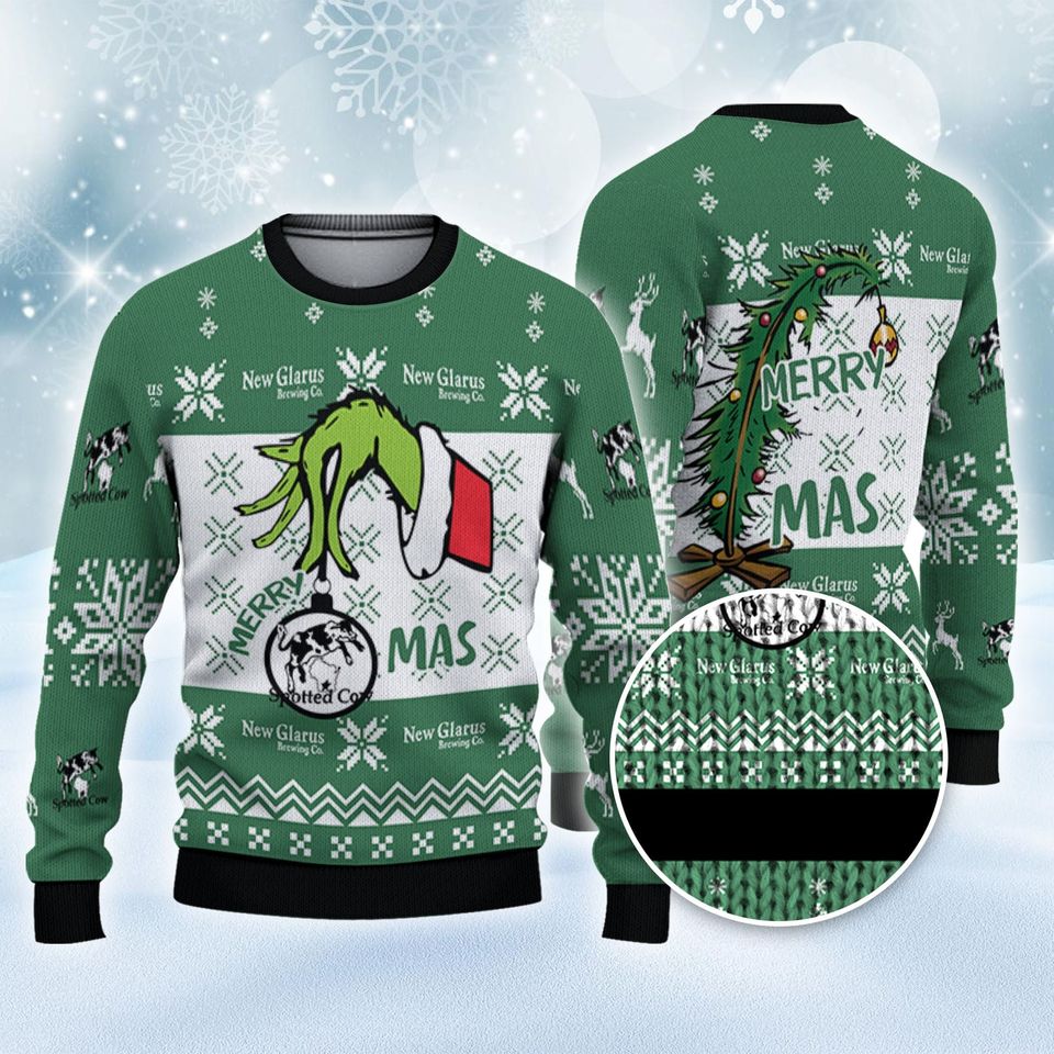 Spotted Cow The Grin Christmas Ugly Sweater