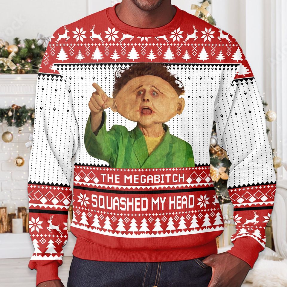 Squashed My Head Christmas Ugly Sweater