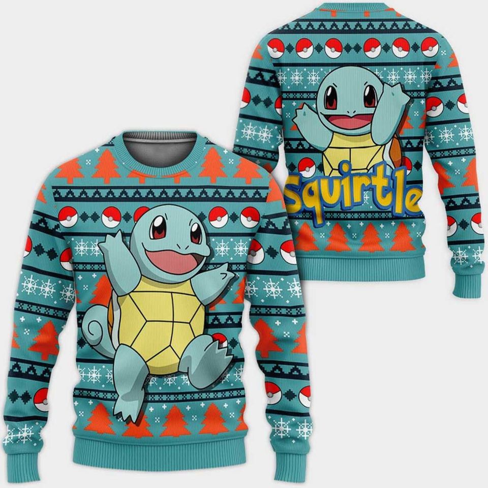 Squirtle PKM Ugly Christmas Sweater, 3D Sweater