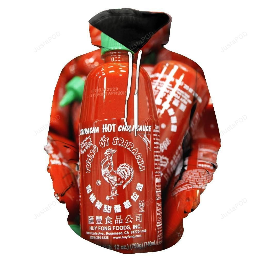 Sriracha Hot Chili Sauce V2 3D All Over Print Hoodie, Zip Hoodie