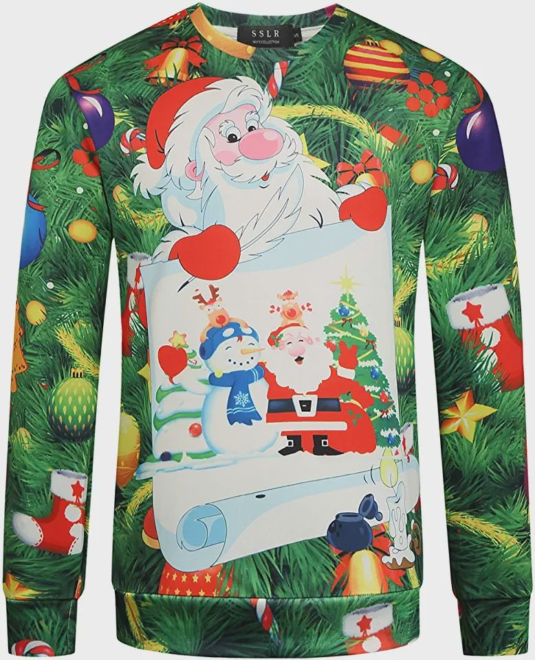 Sslr Family Funny Santa Claus Crewneck Ugly Christmas Sweater Adult 3D Funny Matching for family