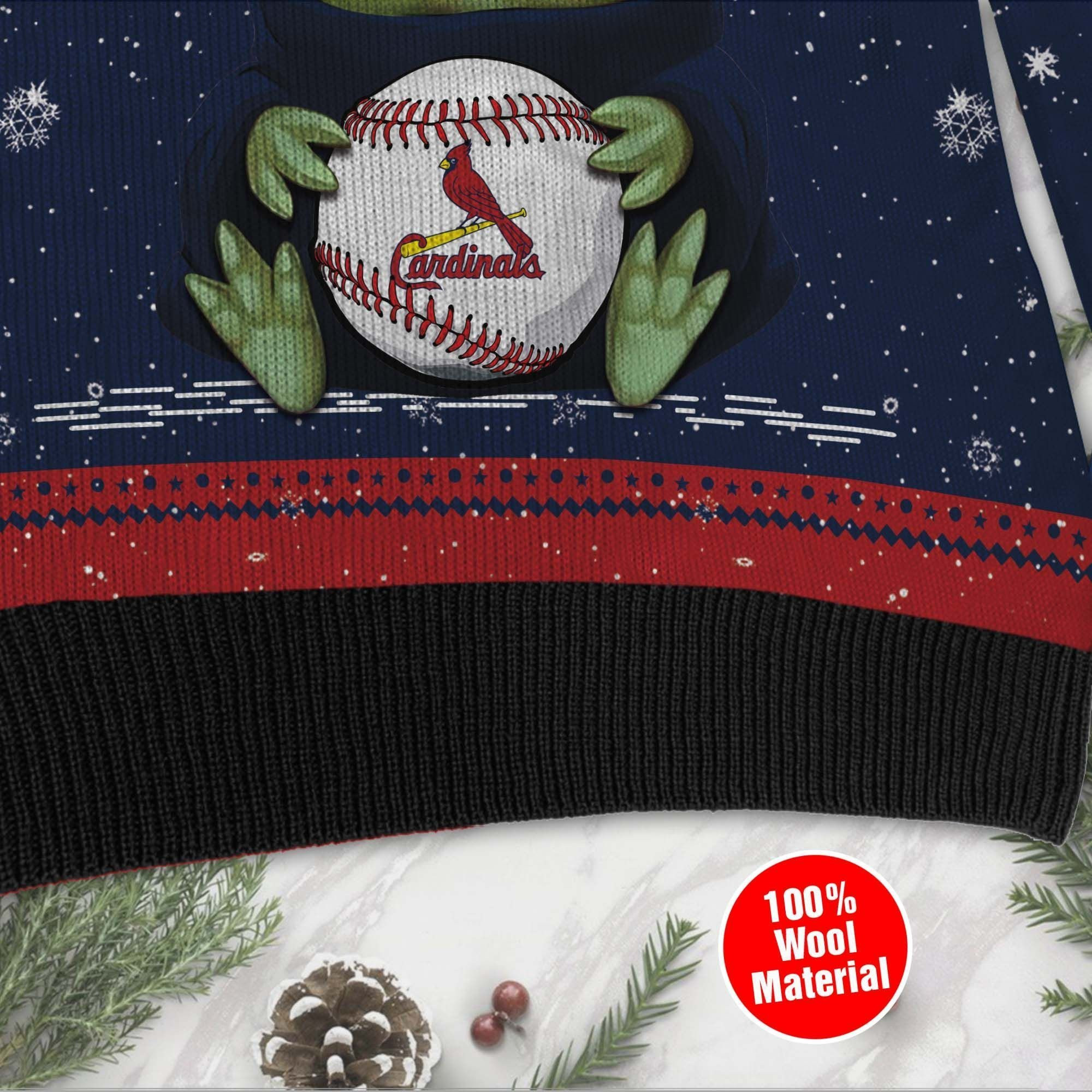 St Louis Cardinals Grogu Baby Yoda Hug Logo Ugly Christmas Sweater Adult 3D Funny Matching for family - Image 5