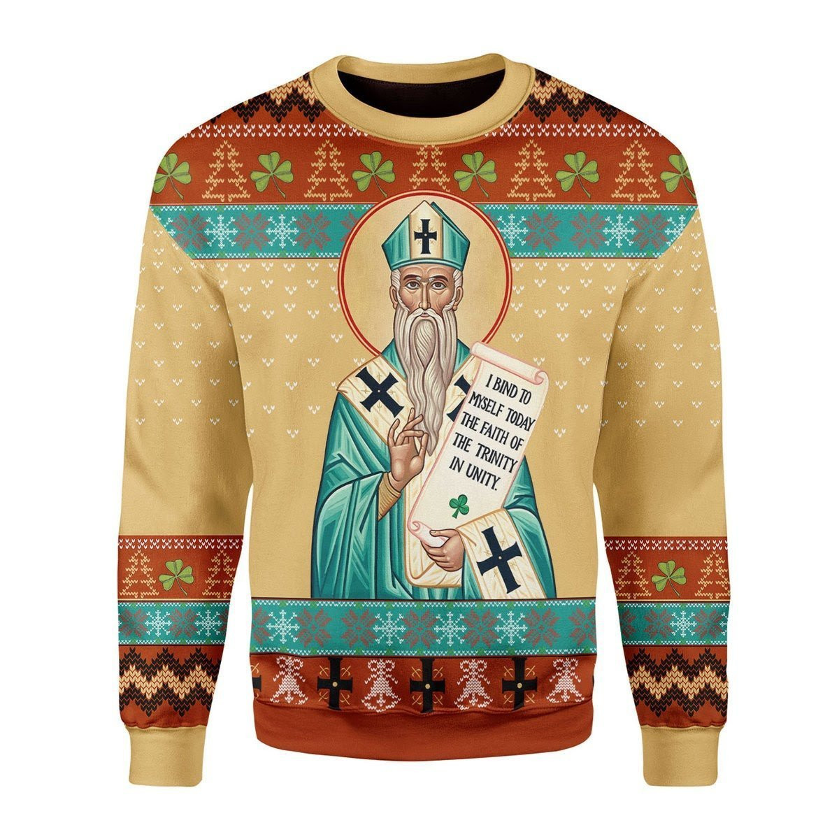 St Patrick Ugly Christmas Sweater Adult 3D Funny Matching for family