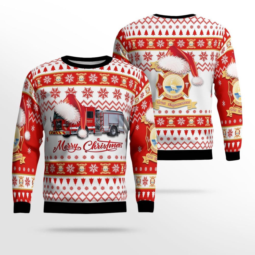 St Petersburg Pinellas County Florida St Petersburg Fire Department AOP Xmas Unisex Sweater Christmas Gifts For Men Women
