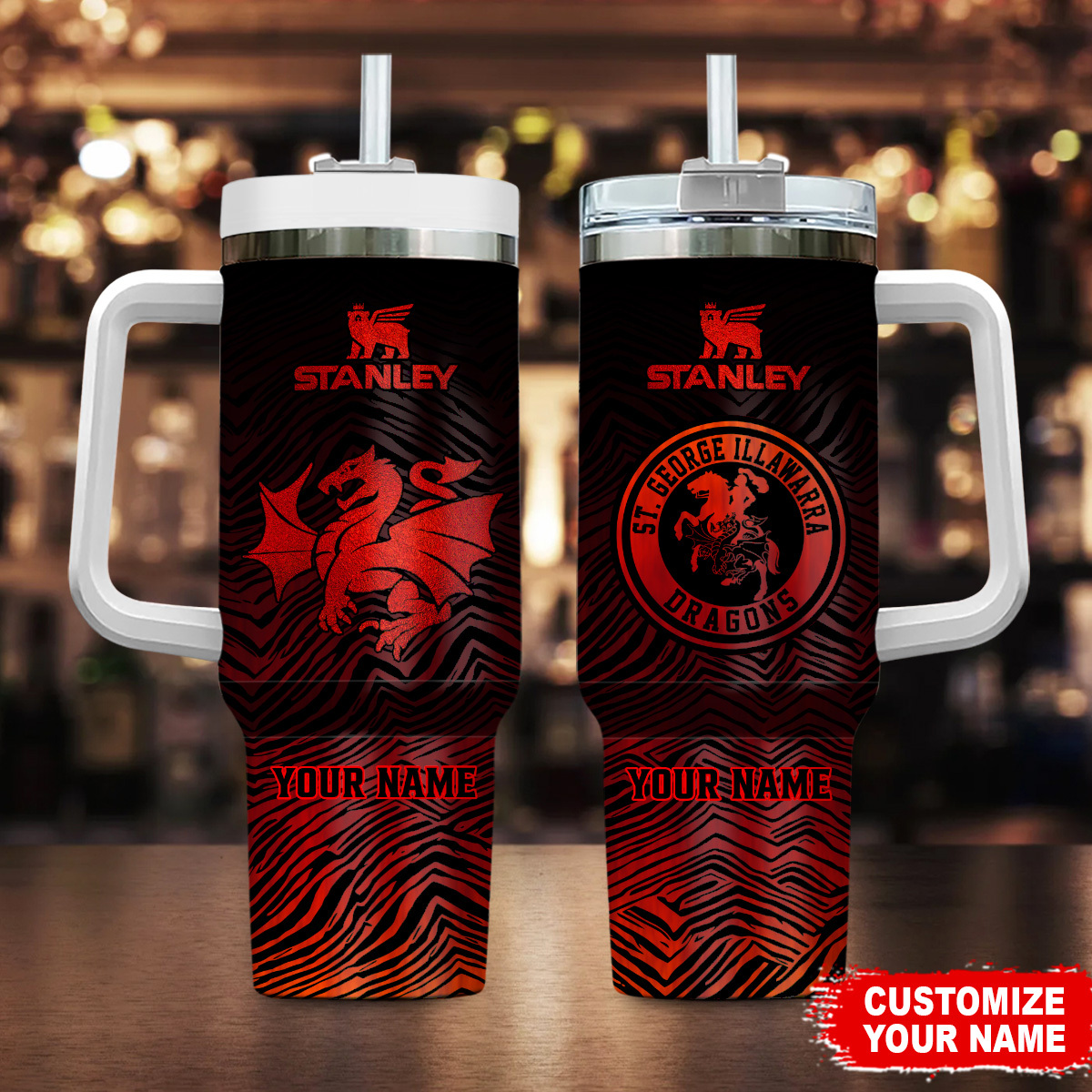 St. George Illawarra Dragons NRL Zubaz Print Custom Stanley Cup 40 oz 30 oz Tumbler With HandleTVC2301181
