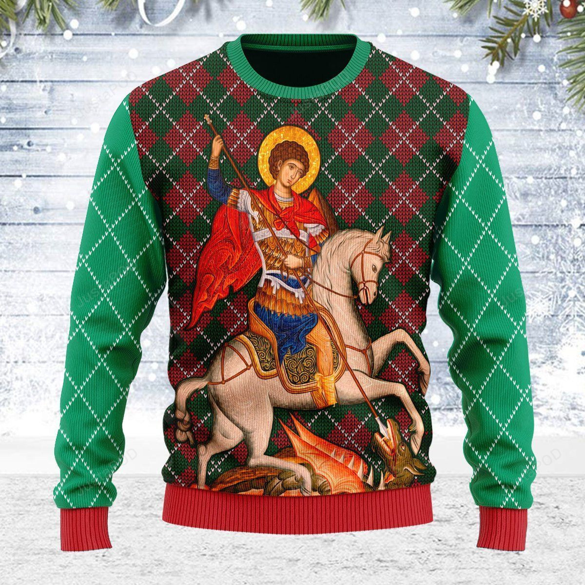 St. George Ugly Christmas Sweater Adult 3D Funny Matching for family