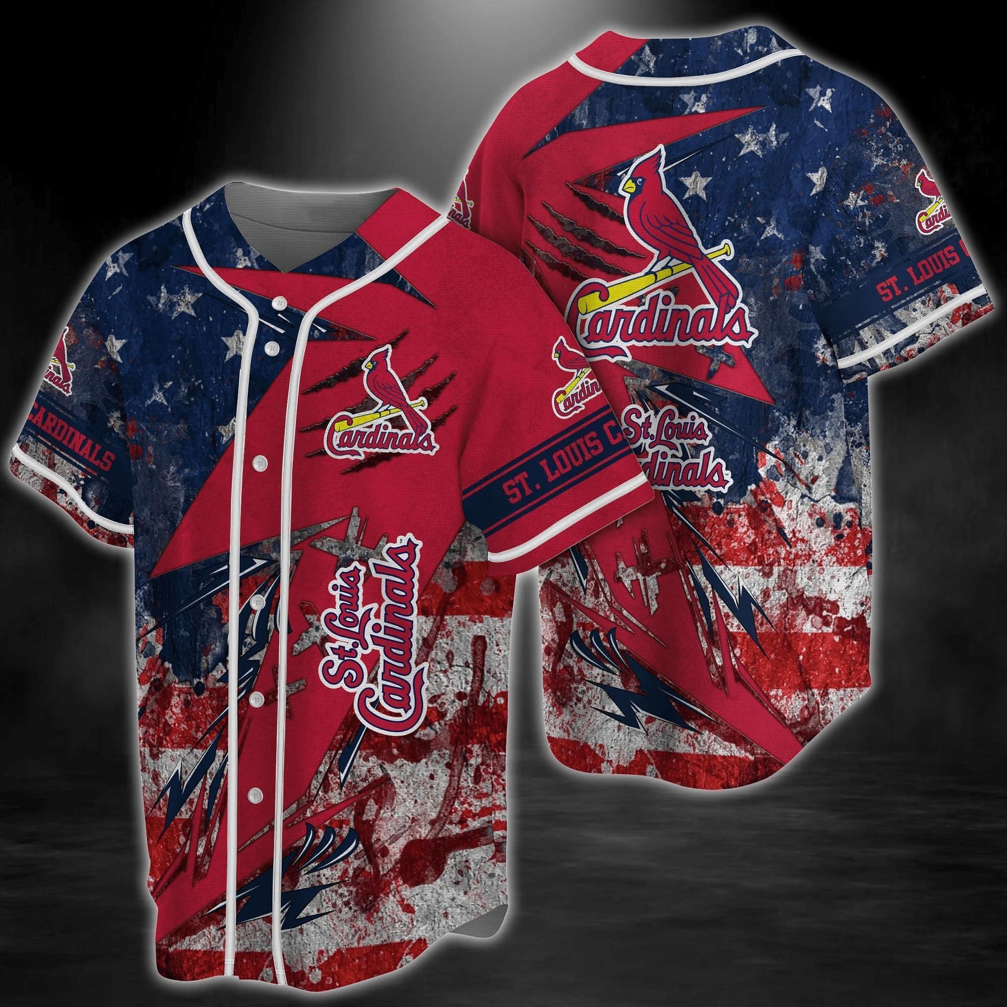 St. Louis Cardinals Mlb Baseball Jersey Shirt Us Flag