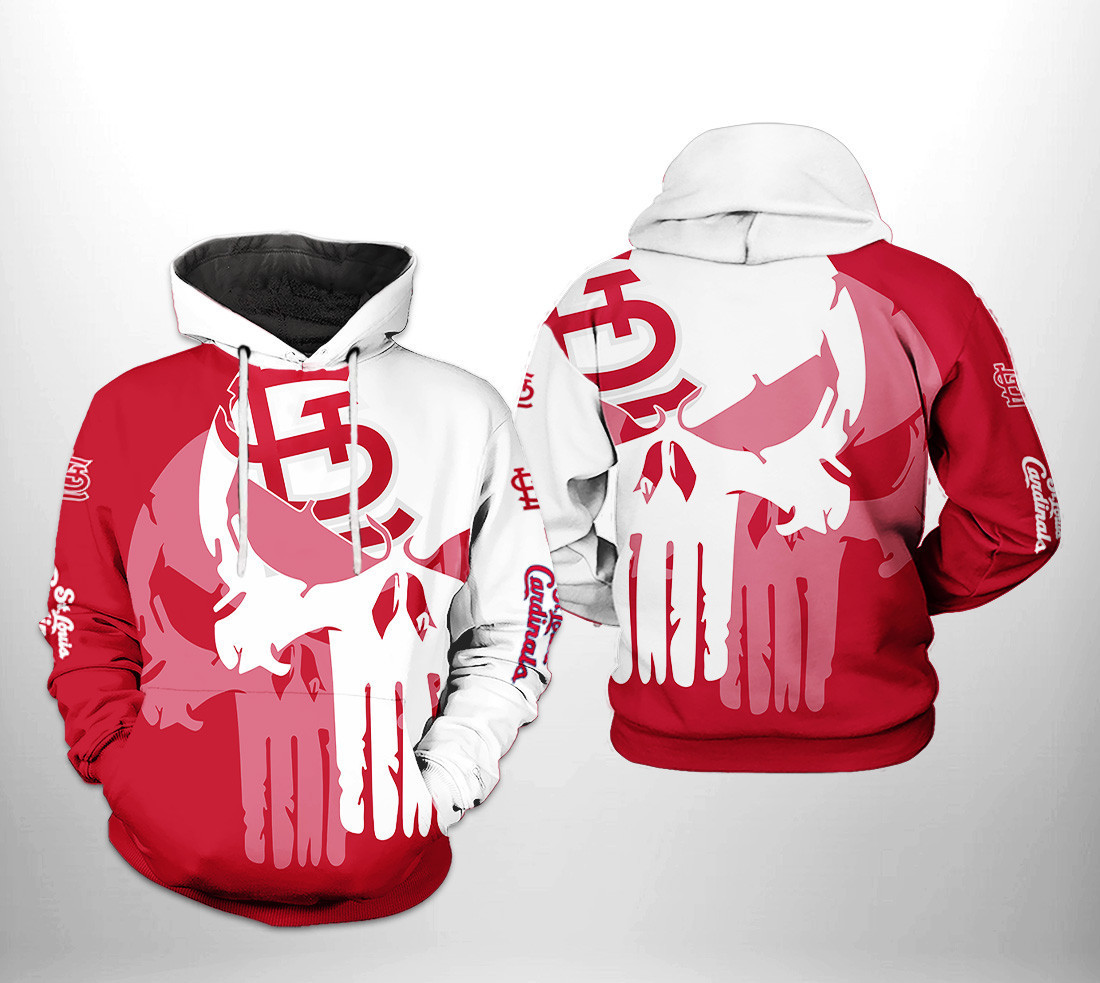 St. Louis Cardinals MLB Team Skull 3D All Over Print Hoodie, Zip Hoodie