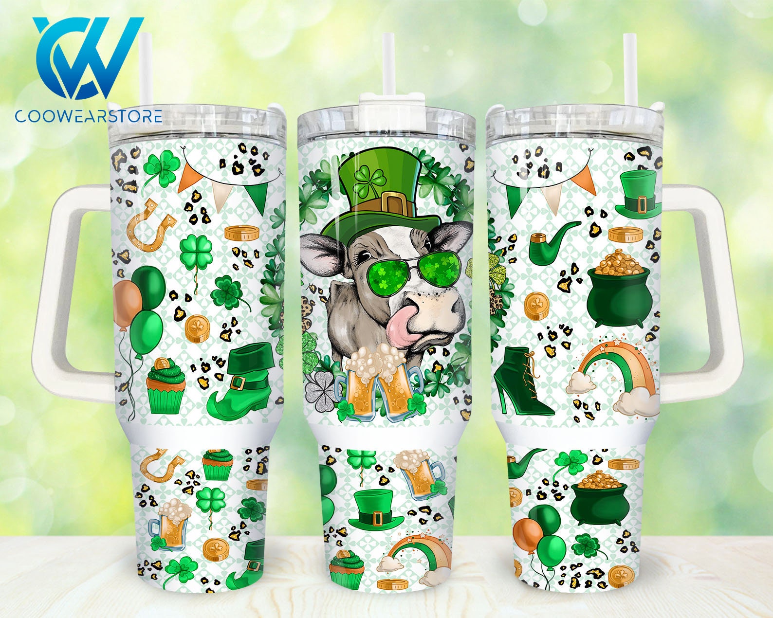 St. Patrickâ€™s Day Cow Custom Stanley Cup 40 oz 30 oz Tumbler With HandleTVC2301860