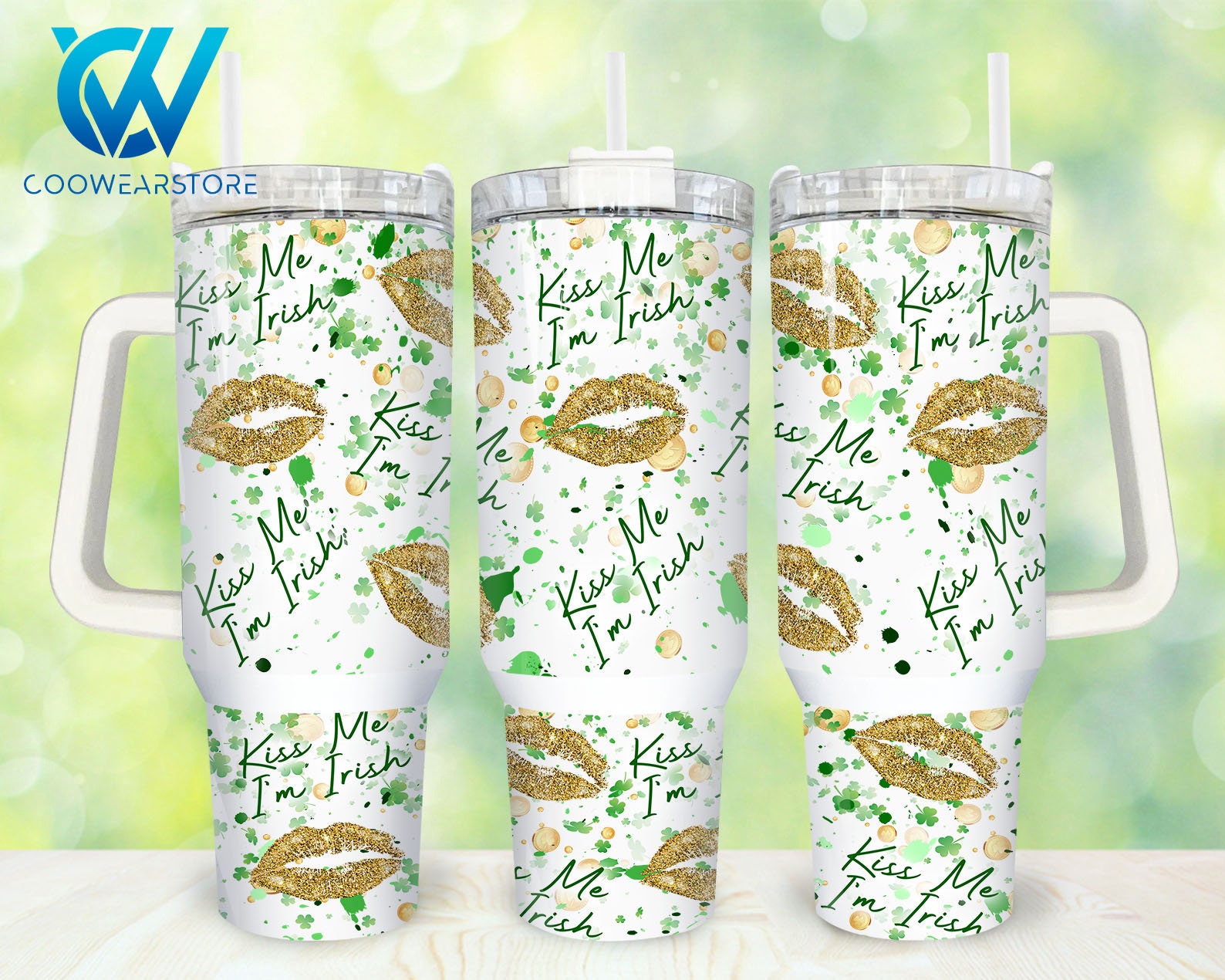 St. Patrickâ€™s Day Kiss Me Custom Stanley Cup 40 oz 30 oz Tumbler With HandleTVC2301870