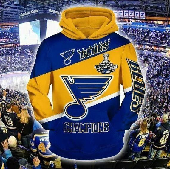 ST.LOUIS BLUES CHAMPIONS 3D All Over Print Hoodie, Zip Hoodie