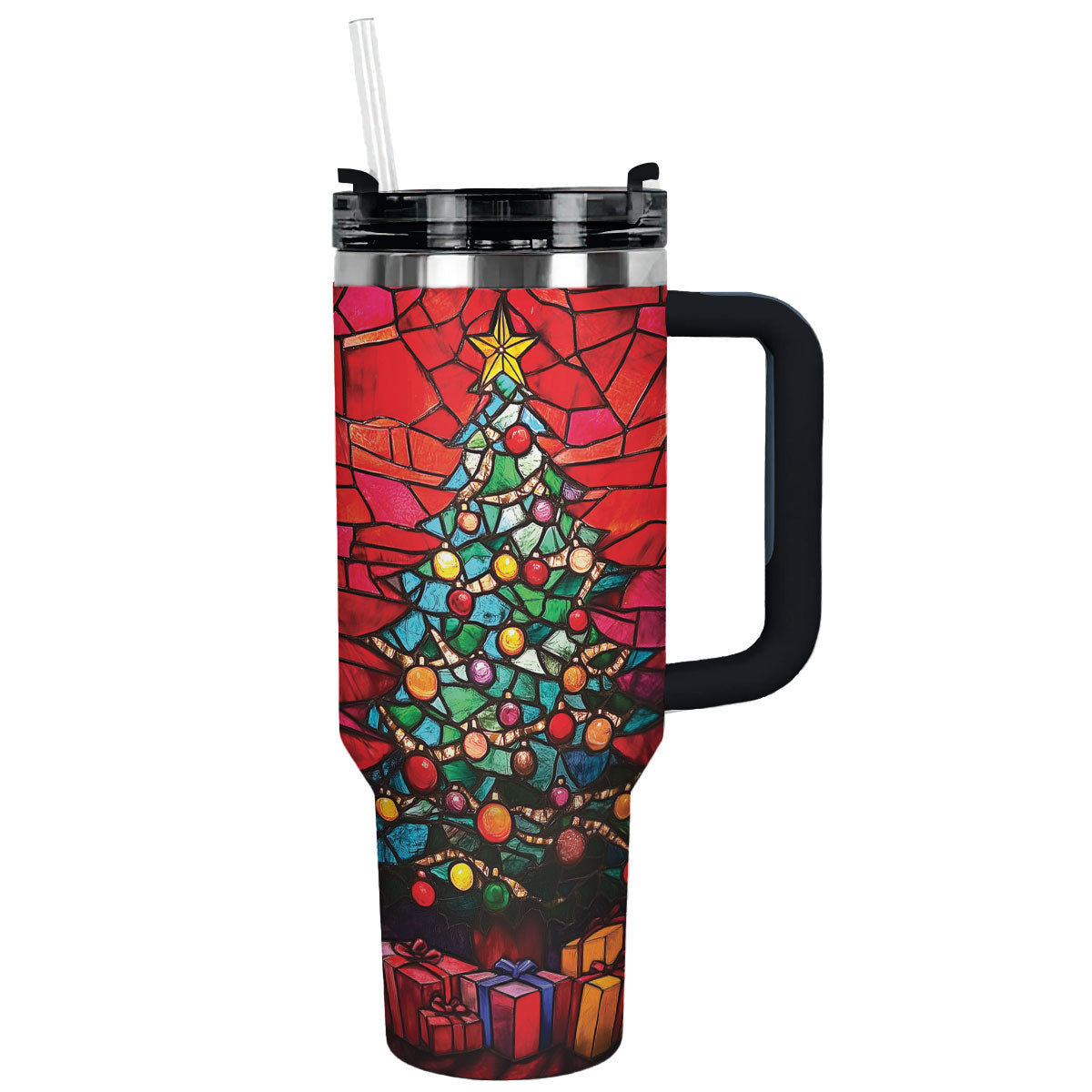Stained Glass Christmas Tree Custom Stanley Cup 40 oz 30 oz Tumbler With HandleTVC2301493