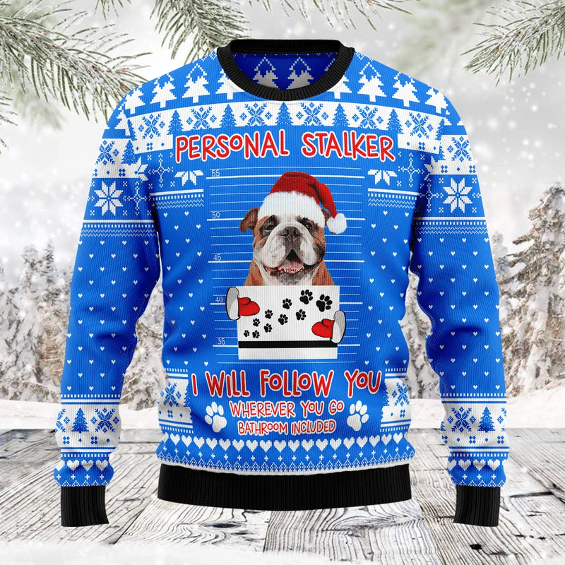Stalker Bulldog Ugly Christmas Sweater Adult 3D Funny Matching for family