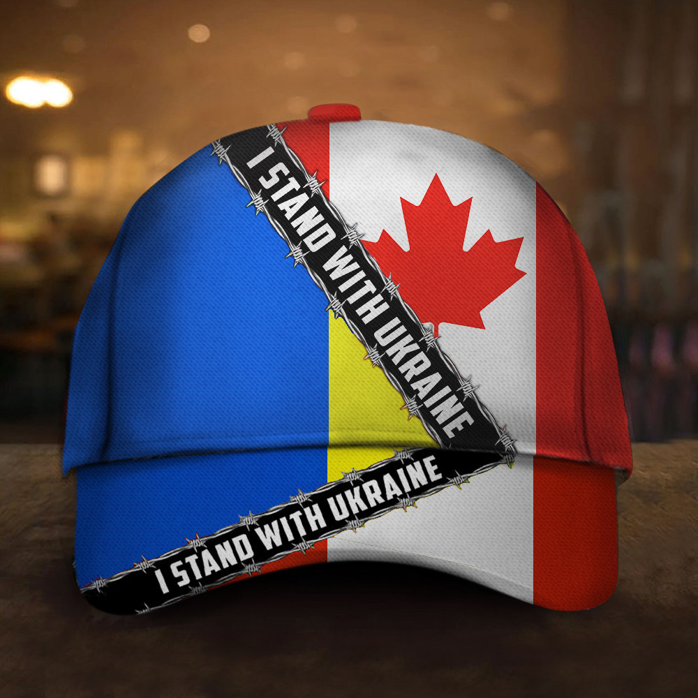 Stand With Ukraine Hat Ukrainian Canada Flag Merch Support Ukraine 2022 Trucker Hats Custom Hats Gifts For Men & Women