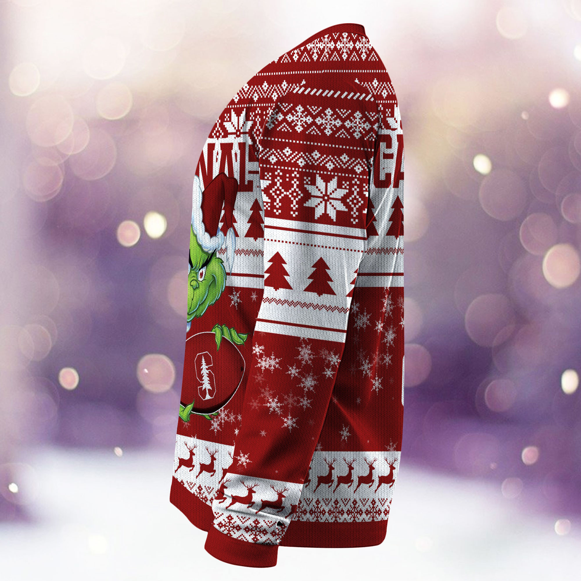 Stanford Cardinal Grinch Ugly Christmas Sweater Adult 3D Funny Matching for family - Image 4
