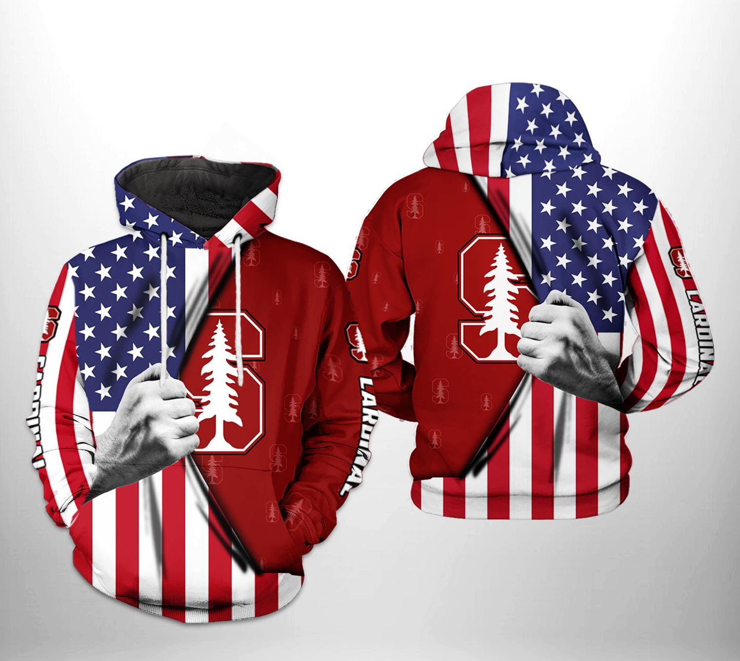 Stanford Cardinals NCAA US Flag 3D All Over Print Hoodie, Zip Hoodie