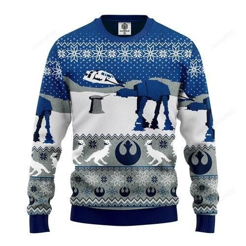 Star Wars Blue Winter Christmas For Fans Ugly Christmas Sweater Adult 3D Funny Matching for family