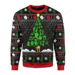 Star Wars Christmas Tree Ugly Christmas Sweater Adult 3D Funny Matching for family